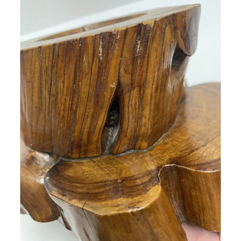 Vintage Handmade Burl Wood Candle Holder Manzanita Rustic Primitive 1970s Decor